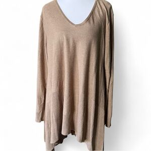 🧶 Cupio Oversized Longline Sweater Tunic in Tan – Women's XL